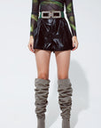 High Waisted Short Leather Pants in Black