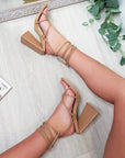 Strappy Lace Block High Heels