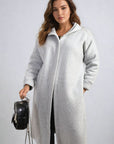 Open Front Folded Sleeve Long Coat Jacket