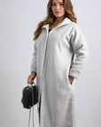 Open Front Folded Sleeve Long Coat Jacket