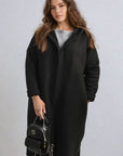 Open Front Folded Sleeve Long Coat Jacket