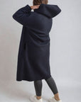 Open Front Folded Sleeve Long Coat Jacket