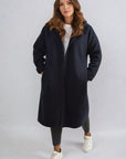 Open Front Folded Sleeve Long Coat Jacket