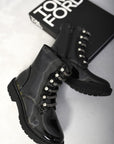 Lace Up Diamante Ankle Boots