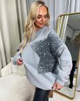 Sequin Detailed Oversized Knitted Jumper