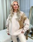 Sequin Detailed Oversized Knitted Jumper