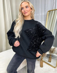 Sequin Detailed Oversized Knitted Jumper