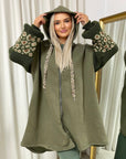 Leopard Print Knitted Sleeve Hoodie