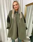 Leopard Print Knitted Sleeve Hoodie