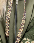Leopard Print Knitted Sleeve Hoodie
