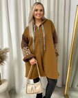 Leopard Print Knitted Sleeve Hoodie