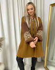 Leopard Print Knitted Sleeve Hoodie
