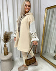 Leopard Print Knitted Sleeve Hoodie