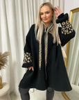 Leopard Print Knitted Sleeve Hoodie