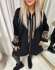 Leopard Print Knitted Sleeve Hoodie