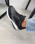 Faux Leather Trainers with Embellished Detail
