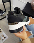 Faux Leather Trainers with Embellished Detail