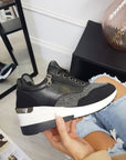 Faux Leather Trainers with Embellished Detail