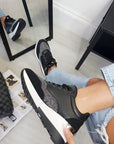 Faux Leather Trainers with Embellished Detail