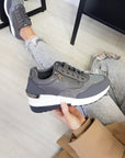 Faux Leather Trainers with Embellished Detail