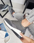 Faux Leather Trainers with Embellished Detail