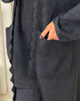 Open Front Longline Knitted Cardigan with Front Pockets