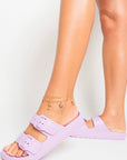 Double Strap Slip On Buckled Sandals