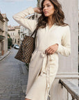Long Belted Knitted Cardigan with Front Pockets - Toi ‘n’ Moi Ltd