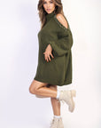 High Neck Oversized Open Shoulder Long Sleeve Knitted Jumper