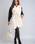 Wide Lapel Sleeveless Belted Jacket - Toi ‘n’ Moi Ltd