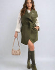 Wide Lapel Sleeveless Belted Jacket - Toi ‘n’ Moi Ltd