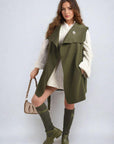 Wide Lapel Sleeveless Belted Jacket - Toi ‘n’ Moi Ltd