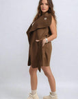Wide Lapel Sleeveless Belted Jacket - Toi ‘n’ Moi Ltd