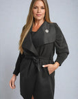 Wide Lapel Sleeveless Belted Jacket - Toi ‘n’ Moi Ltd