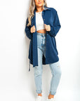 Oversized Button Front Belted Top