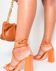 Multi Strappy Lace Up Heeled Sandals