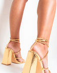 Multi Strappy Lace Up Heeled Sandals