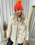 Pom Pom Knitted Winter Hat With Pearl Decor