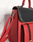 Faux Leather Gold Detail Shoulder Bag