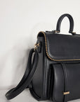 Faux Leather Gold Detail Shoulder Bag
