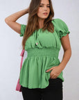 Button Front Cinched Waist Top - Toi ‘n’ Moi Ltd