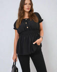 Button Front Cinched Waist Top - Toi ‘n’ Moi Ltd