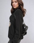 Long Sleeve Leopard Print Teddy Graphic Hoodie
