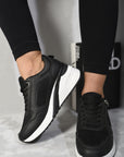 Side Zip Lace Up Wedge Trainers