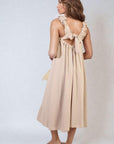 Square Neckline Ruffle Straps Tie Detail Beach Midi Dress - Toi ‘n’ Moi Ltd