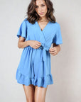 Belted Wrap-Over Frill Playsuit