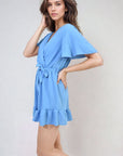 Belted Wrap-Over Frill Playsuit