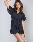 Belted Wrap-Over Frill Playsuit