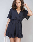 Belted Wrap-Over Frill Playsuit