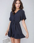 Belted Wrap-Over Frill Playsuit